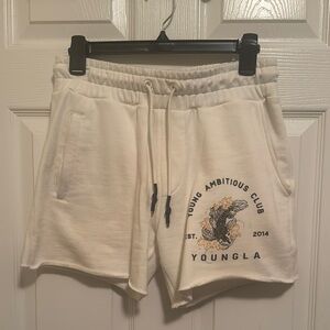 YoungLA Cream Graphic Gym Shorts